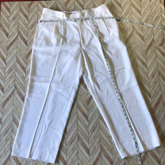 Vittorio St. Angelo Designer White Slacks 42R. 100% Polyester. Small Stained Leg - Picture 6 of 7